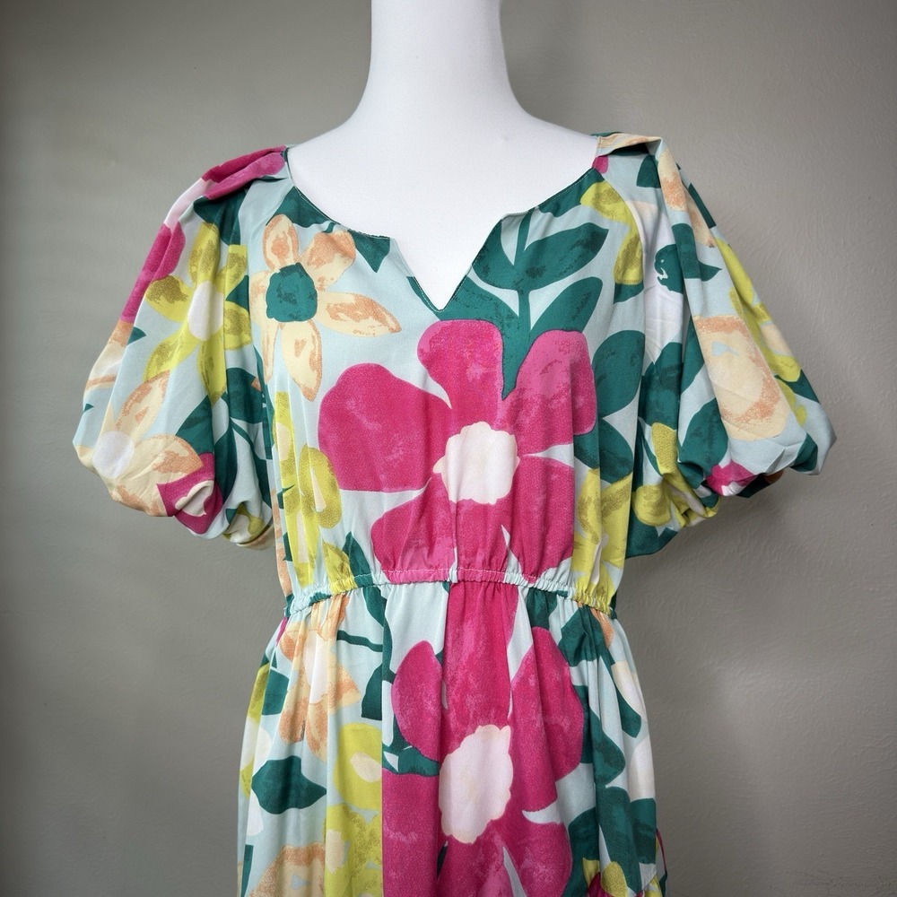 Umgee L Maxi Dress Floral Tropical Resort Vacation Sundress Beachy Peasant Boho - Picture 4 of 12